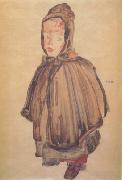 Egon Schiele Girl with Hood (mk12) oil on canvas